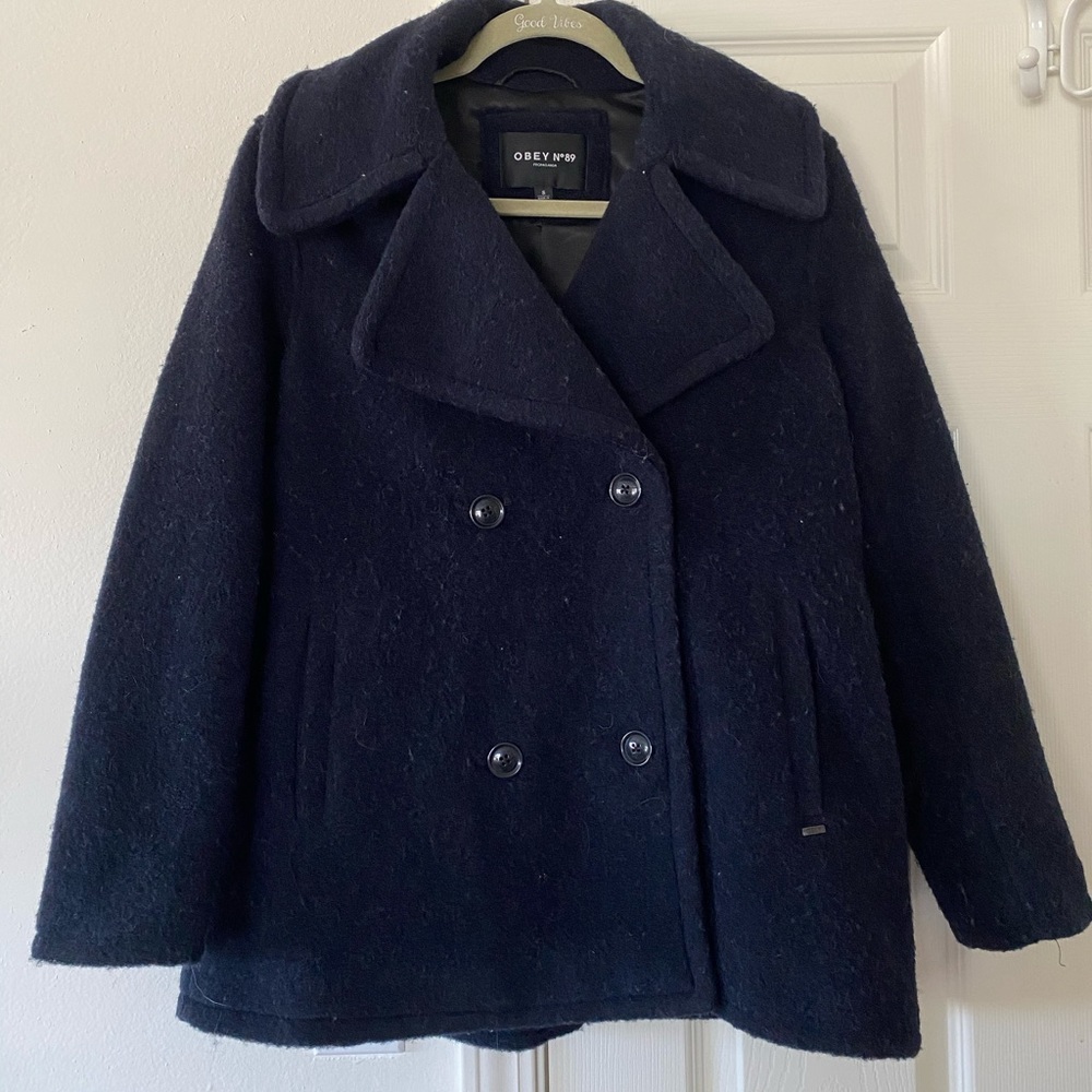 OBEY navy pea coat